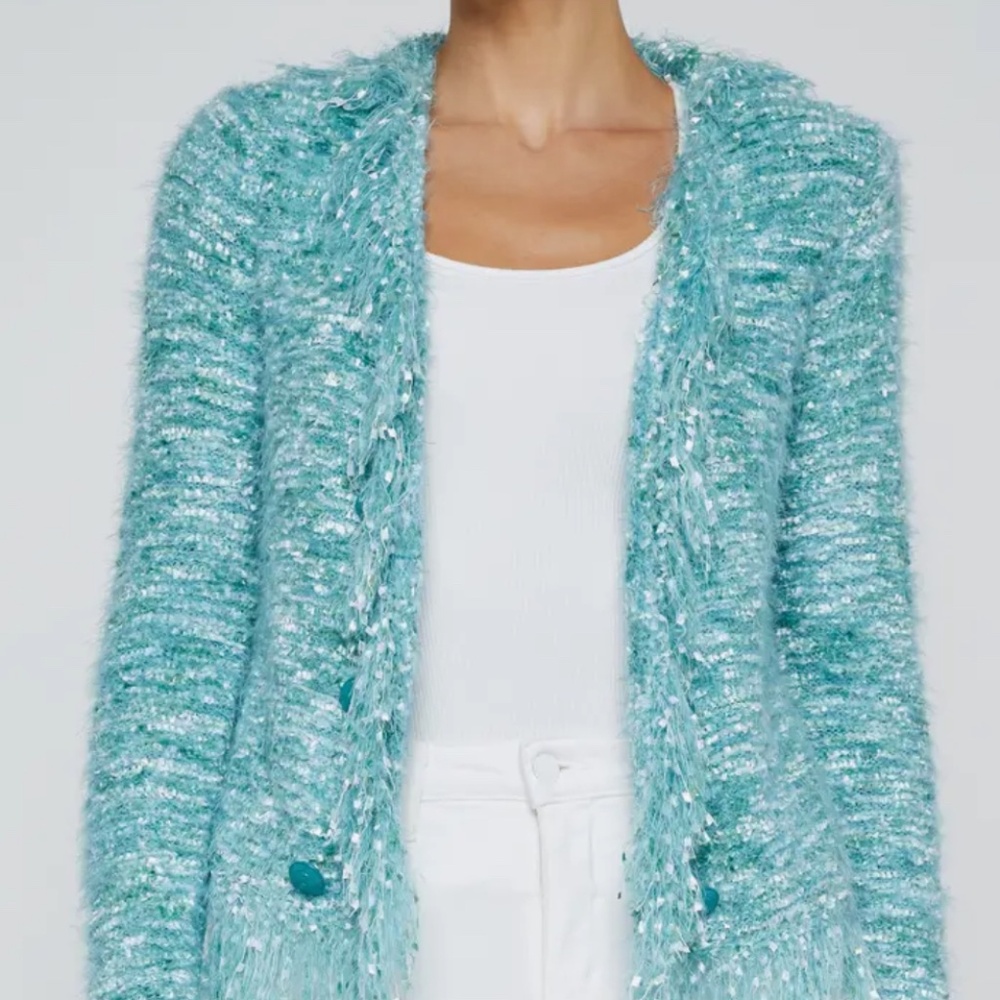 L’AGENCE TEAL KNIT CARDIGAN  - NEW WITH TAGS